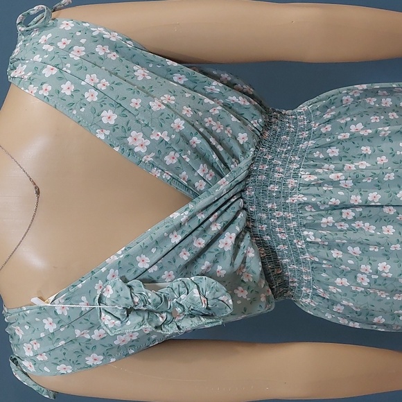 NWT Seven Islands Womens High Low Green Floral Dress With Hair Tie Plus Size 1X - Picture 7 of 12